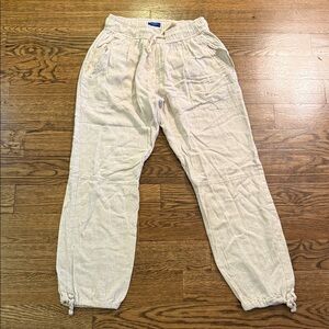 Crasqi Men’s Linen Jogger Pants EUC With Drawstring